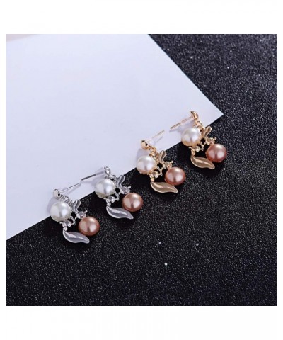 Valentine's Day Present Elegant Women Faux Pearl Rhinestone Necklace Ear Stud Earrings Party Jewelry Set White K White K $6.6...