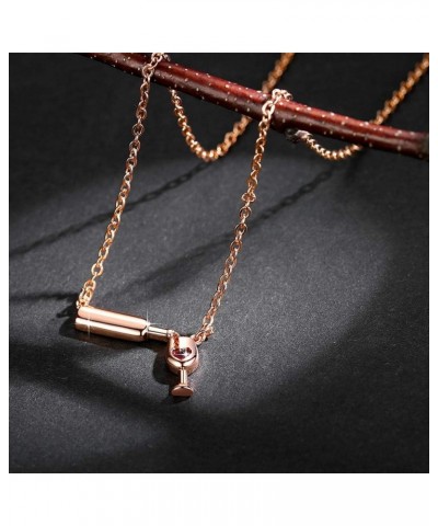 Love Red Wine Winebottle Pendant Necklace for Woman Cubic Zirconia Heart Unique Design Jewelry Rose Gold $7.94 Necklaces