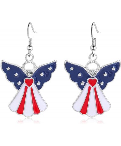 USA Patriotic Dangle Earrings for Women,Red White Blue Stripe American Flag Earrings,Acrylic Star Heart USA Drop Earrings,4th...