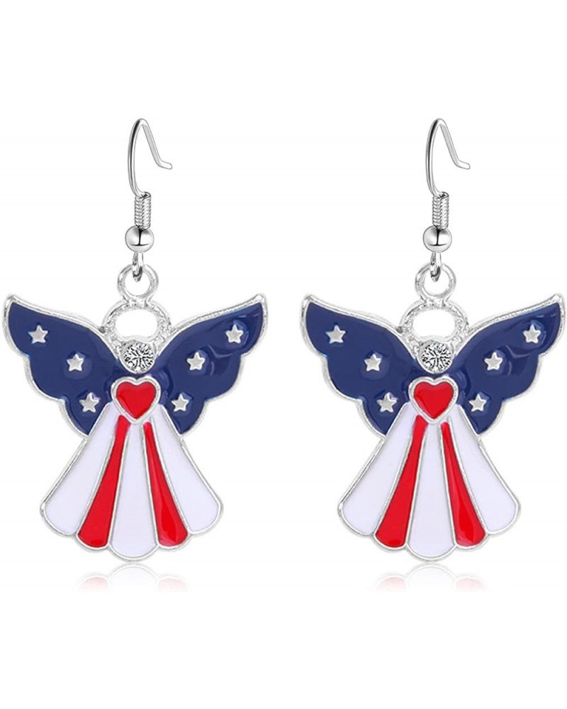 USA Patriotic Dangle Earrings for Women,Red White Blue Stripe American Flag Earrings,Acrylic Star Heart USA Drop Earrings,4th...