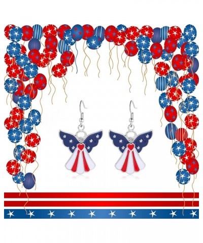 USA Patriotic Dangle Earrings for Women,Red White Blue Stripe American Flag Earrings,Acrylic Star Heart USA Drop Earrings,4th...