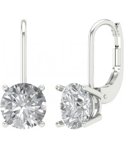 4Ct Brilliant Round Cut - Drop Dangle Earrings - Clear Simulated Diamond - 14K Yellow Gold - Lever Back White Gold $77.33 Ear...