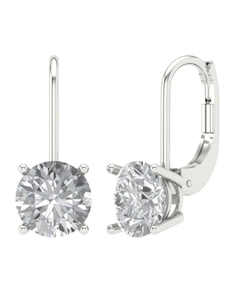 4Ct Brilliant Round Cut - Drop Dangle Earrings - Clear Simulated Diamond - 14K Yellow Gold - Lever Back White Gold $77.33 Ear...