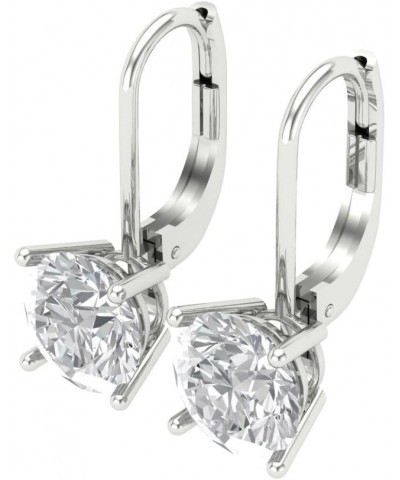 4Ct Brilliant Round Cut - Drop Dangle Earrings - Clear Simulated Diamond - 14K Yellow Gold - Lever Back White Gold $77.33 Ear...