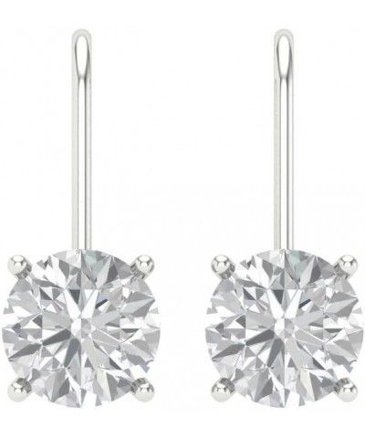 4Ct Brilliant Round Cut - Drop Dangle Earrings - Clear Simulated Diamond - 14K Yellow Gold - Lever Back White Gold $77.33 Ear...