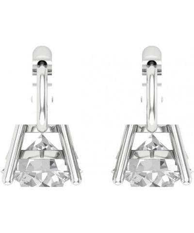 4Ct Brilliant Round Cut - Drop Dangle Earrings - Clear Simulated Diamond - 14K Yellow Gold - Lever Back White Gold $77.33 Ear...