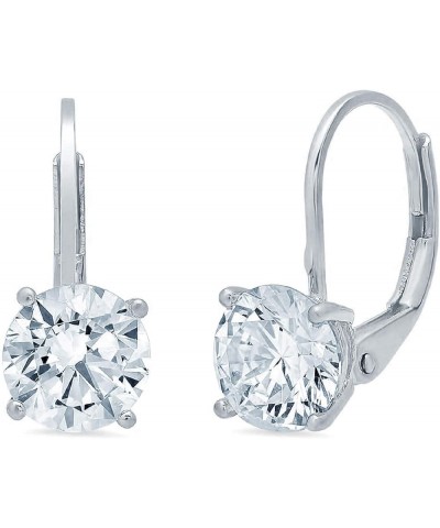 4Ct Brilliant Round Cut - Drop Dangle Earrings - Clear Simulated Diamond - 14K Yellow Gold - Lever Back White Gold $77.33 Ear...