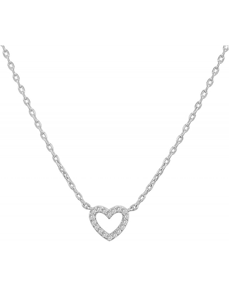 Cocktail Chain Choker Necklaces for Women Girl Heart Zircon Pendant Rhinestone Necklace Zircon Heart Necklaces Crystal Chain ...