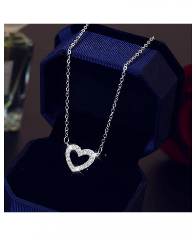 Cocktail Chain Choker Necklaces for Women Girl Heart Zircon Pendant Rhinestone Necklace Zircon Heart Necklaces Crystal Chain ...