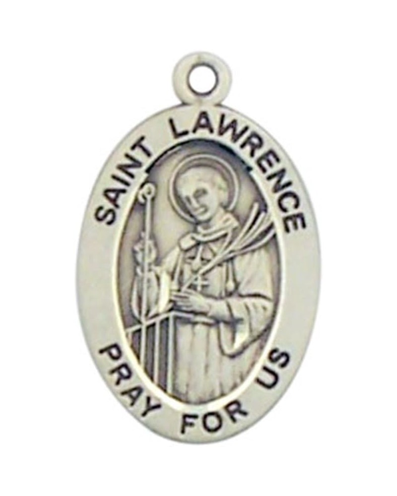 Sterling Silver Catholic Patron Saint Oval Medal Pendant, 7/8 Inch Saint Lawrence $30.71 Pendants