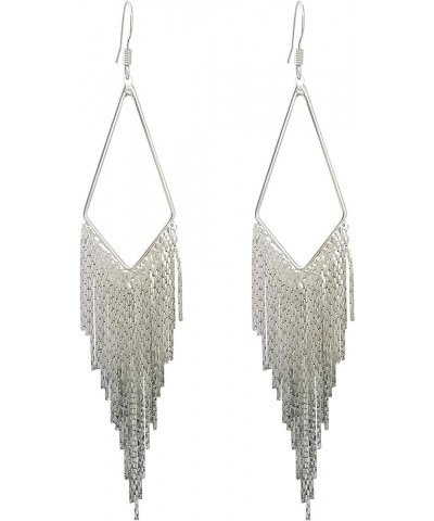 Dangling Metal Chain Tassel Dangle Earrings Silver/Gold Color style 2-silver color $10.79 Earrings