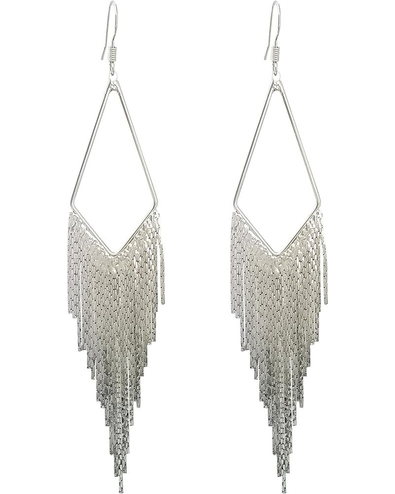 Dangling Metal Chain Tassel Dangle Earrings Silver/Gold Color style 2-silver color $10.79 Earrings