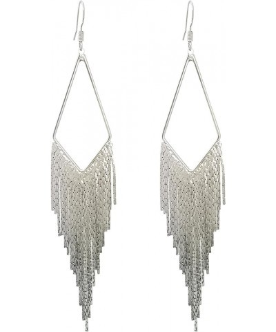 Dangling Metal Chain Tassel Dangle Earrings Silver/Gold Color style 2-silver color $10.79 Earrings