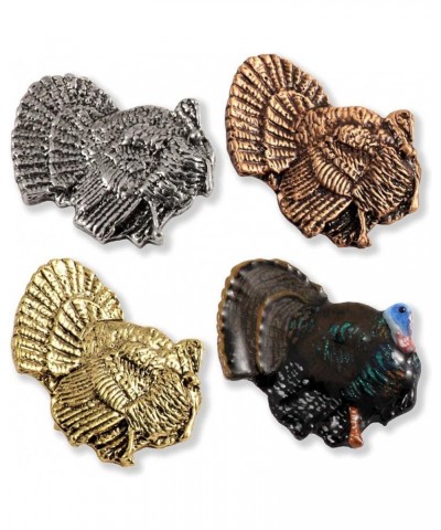 Handcrafted Turkey Brooch and Lapel Pins - Feather, Flying, Strutting, Small, and Large - Pewter, Copper, Gold, Hand Painted ...