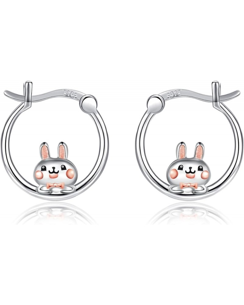 Giraffe/Panda/Cat/Bunny/Frog/Octopus/Hummingbird/Daisy/Baseball/Bat Earrings 925 Sterling Silver Animal Flower Sports Hoop Ea...