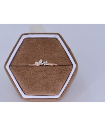 Sterling Silver Delicate Dainty Ring for Stacking Three-Stone Marquise Ring 18K Rose Gold Plating - Rose $8.10 Rings