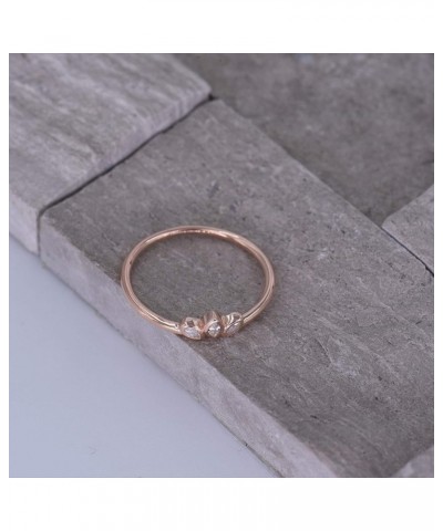 Sterling Silver Delicate Dainty Ring for Stacking Three-Stone Marquise Ring 18K Rose Gold Plating - Rose $8.10 Rings