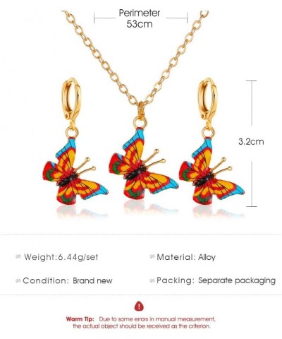 Butterfly Necklace Earrings for Women Minimalist Cubic Zircons Gold Butterfly Pendant Earrings Necklace Cute Crystal Butterfl...