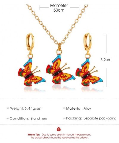 Butterfly Necklace Earrings for Women Minimalist Cubic Zircons Gold Butterfly Pendant Earrings Necklace Cute Crystal Butterfl...