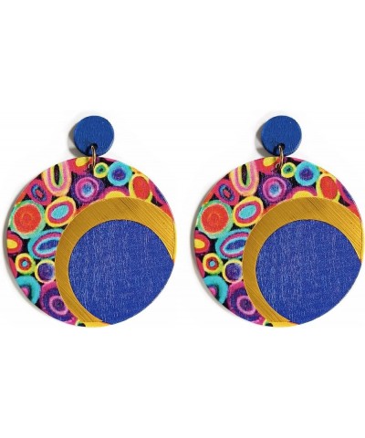 Africa Wooden Dangle Earrings for Women Bohemian Colorful Wooden Drop Earrings Round Star Painted Africa Earrings Ethnic Styl...