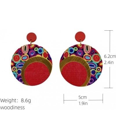 Africa Wooden Dangle Earrings for Women Bohemian Colorful Wooden Drop Earrings Round Star Painted Africa Earrings Ethnic Styl...