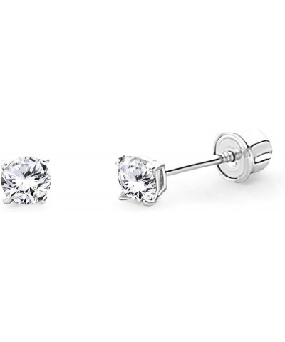 14k White Gold Round Solitaire Basket Set Stud Earrings with Screw Back - 7 Different Size Available 3 mm $17.39 Earrings