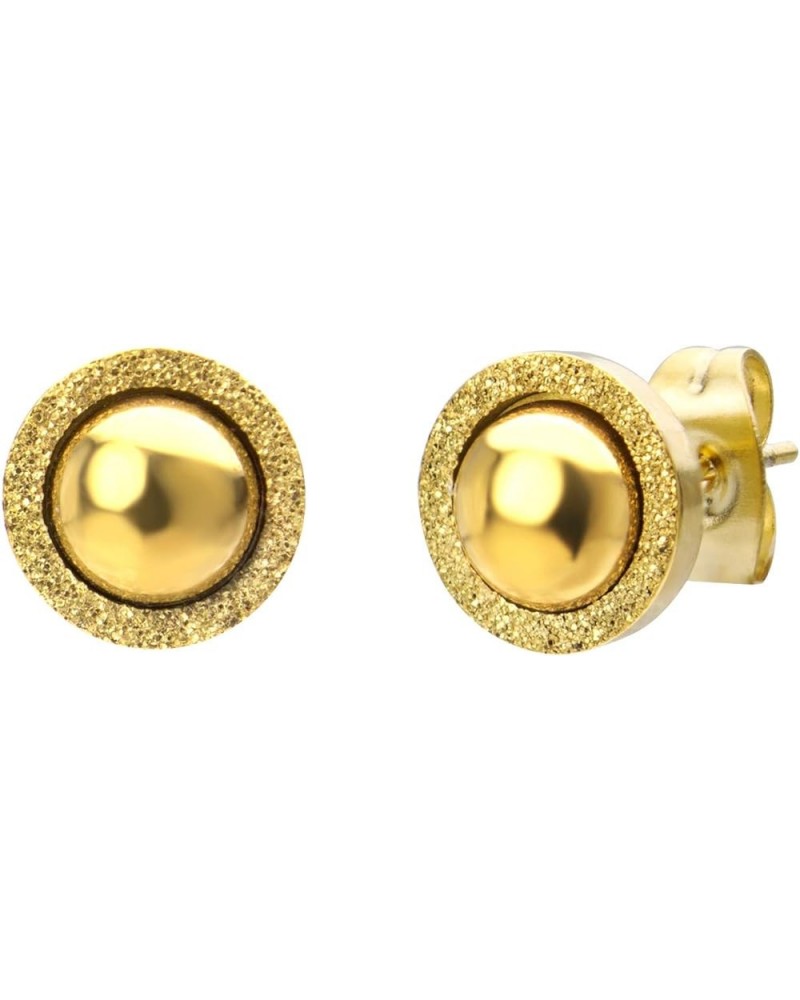 Small Glittering Sparkly Shiny Dome Round Stud Earrings for Women & Girls Gold $8.09 Earrings