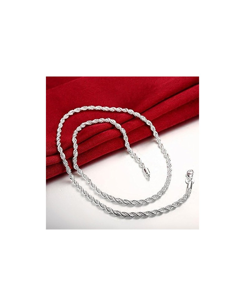 925 Sterling Silver Necklace 2mm/3mm/4mm/5mm 16-30inch Women/Mens Twisted Rope Chain collares para Mujer 4mm 70cm $9.69 Neckl...