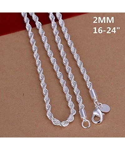 925 Sterling Silver Necklace 2mm/3mm/4mm/5mm 16-30inch Women/Mens Twisted Rope Chain collares para Mujer 4mm 70cm $9.69 Neckl...