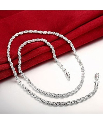 925 Sterling Silver Necklace 2mm/3mm/4mm/5mm 16-30inch Women/Mens Twisted Rope Chain collares para Mujer 4mm 70cm $9.69 Neckl...