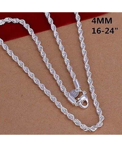 925 Sterling Silver Necklace 2mm/3mm/4mm/5mm 16-30inch Women/Mens Twisted Rope Chain collares para Mujer 4mm 70cm $9.69 Neckl...