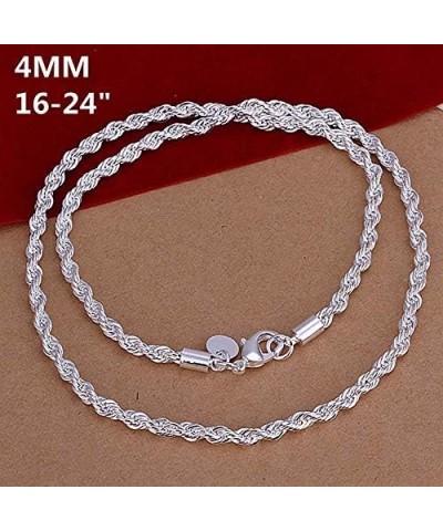 925 Sterling Silver Necklace 2mm/3mm/4mm/5mm 16-30inch Women/Mens Twisted Rope Chain collares para Mujer 4mm 70cm $9.69 Neckl...