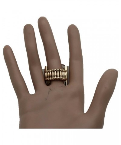 TFJ Women Gold Metal Ring Fashion Chevron Stripes Jewelry Elastic Stretch Band One Size Fits All $9.00 Rings