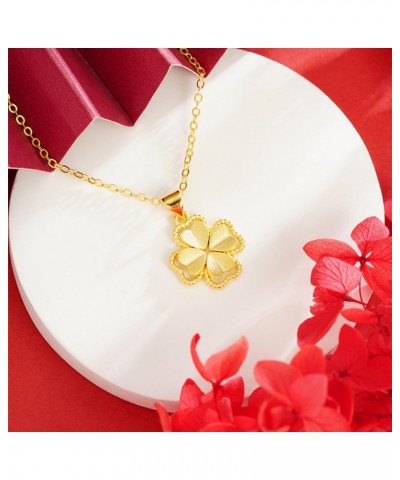 3 piece four leaf lucky clover jewelry set, pendant necklace, earrings, bracelet, 18K gold plated stainless steel titanium st...