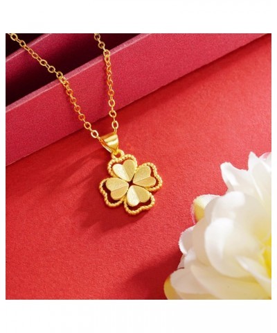 3 piece four leaf lucky clover jewelry set, pendant necklace, earrings, bracelet, 18K gold plated stainless steel titanium st...