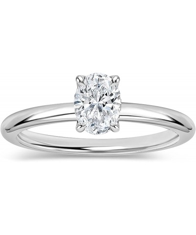 Oval Lab Grown White Diamond Classic Single Stone Engagement Ring for Women in 925 Sterling Silver 8 0.50 Carat $83.11 Rings