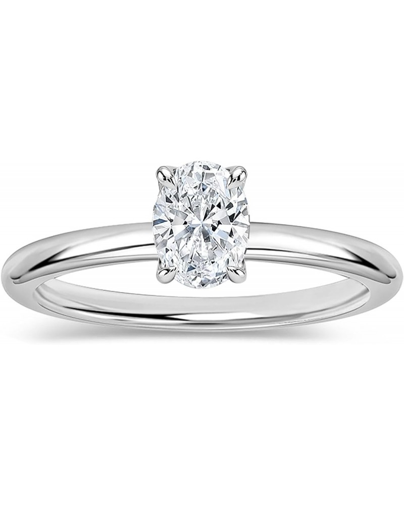 Oval Lab Grown White Diamond Classic Single Stone Engagement Ring for Women in 925 Sterling Silver 8 0.50 Carat $83.11 Rings