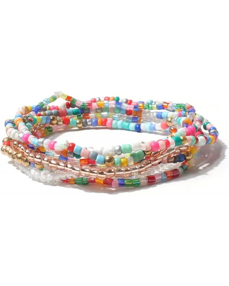 Multilayer Boho Colorful Beads Strech Bracelets Sets Multicolor Handmade Boho Beads Beach Vibe Bangle Jewelry for Women Girls...