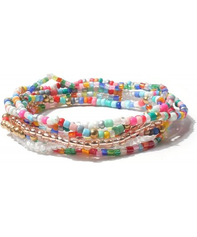 Multilayer Boho Colorful Beads Strech Bracelets Sets Multicolor Handmade Boho Beads Beach Vibe Bangle Jewelry for Women Girls...