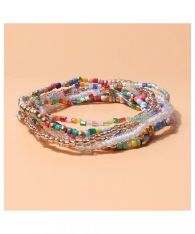 Multilayer Boho Colorful Beads Strech Bracelets Sets Multicolor Handmade Boho Beads Beach Vibe Bangle Jewelry for Women Girls...