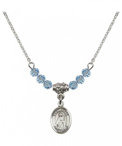 March Birth Month Bead Necklace with Catholic Patron Saint Petite Charm, 18 Inch Saint Grace $26.60 Necklaces