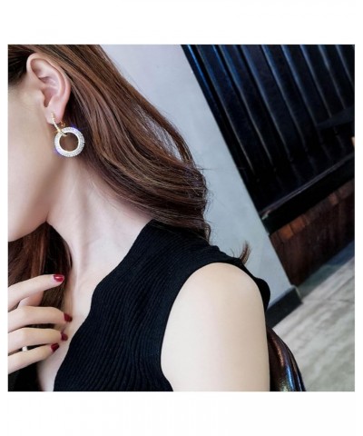 Rhinestone Hoop Dangle Earrings Double Loop Earrings Prom Ear Jewelry for Women Girls gun-black $7.79 Earrings