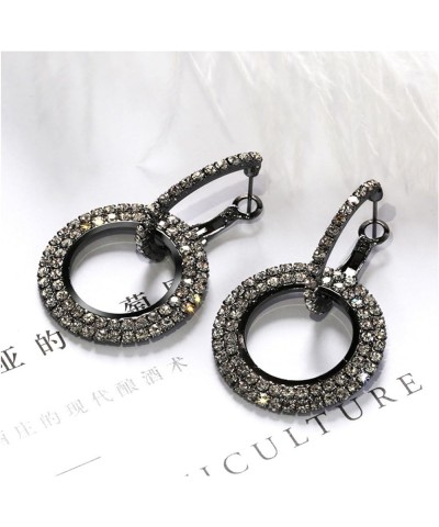 Rhinestone Hoop Dangle Earrings Double Loop Earrings Prom Ear Jewelry for Women Girls gun-black $7.79 Earrings