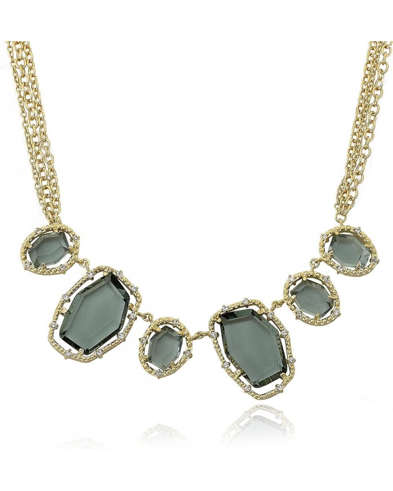 Sliced Glass 14k Gold-Plated Black Sliced Glass Center Chain Necklace Black $36.57 Necklaces