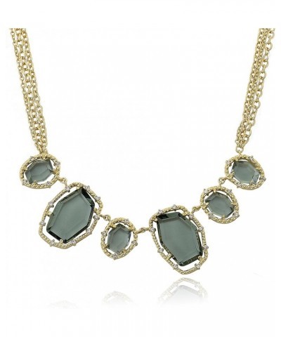 Sliced Glass 14k Gold-Plated Black Sliced Glass Center Chain Necklace Black $36.57 Necklaces