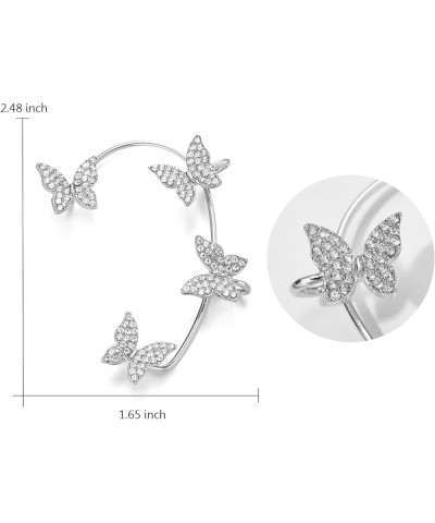 2PCS Zircon Butterfly Ear Cuff Earrings for Women Ear Wrap Crawler Earrings No Piercing Butterfly Ear Clip Wrap Around Fake E...