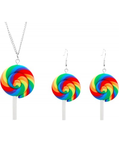 1-5Pair/Set Soft Clay Yummy Lollipop Drop Dangle Earring Colourful Funny 3D Candy Drop Earring Necklace Jewelryset Rainbow Pe...