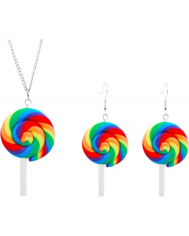 1-5Pair/Set Soft Clay Yummy Lollipop Drop Dangle Earring Colourful Funny 3D Candy Drop Earring Necklace Jewelryset Rainbow Pe...