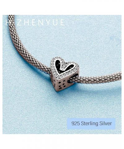 S925 Sterling Silver Charm Pendant Dangle Beads Star for Bracelet Necklace for Women Girls Gifts Silver Love $9.68 Bracelets