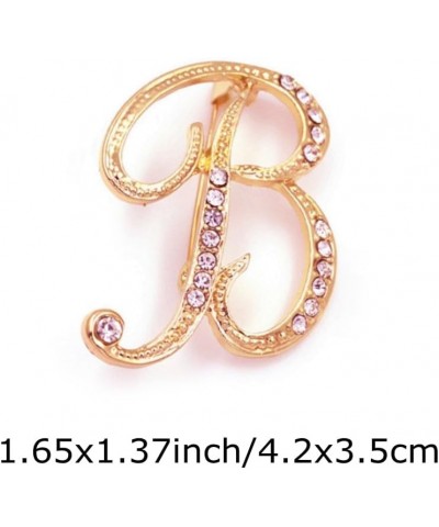 Women A-Z Initial Pins 26 Letters Pins Gold Plated Metal Brooches Clear Crystal Rhinestone Brooch Breastpin Badge Letters B $...